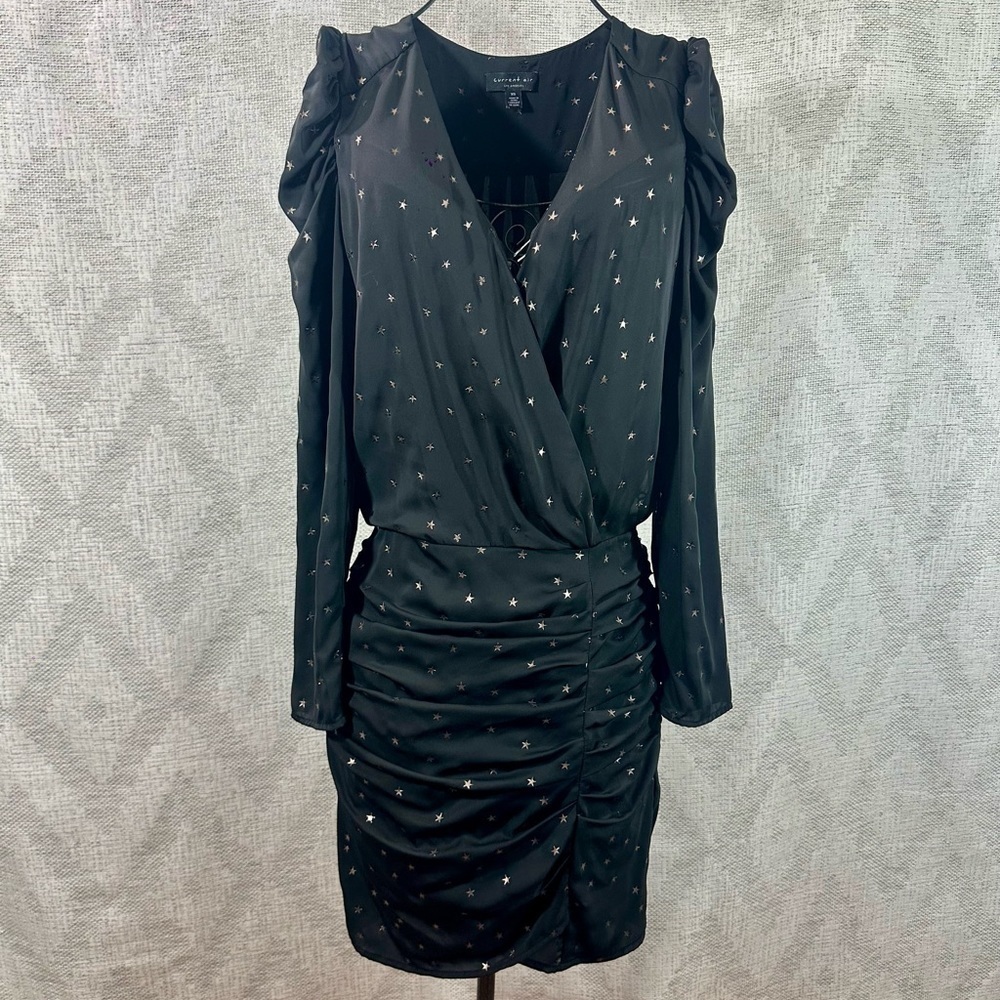 Anthropologie Current Air long sleeve metallic star print mini dress size XS